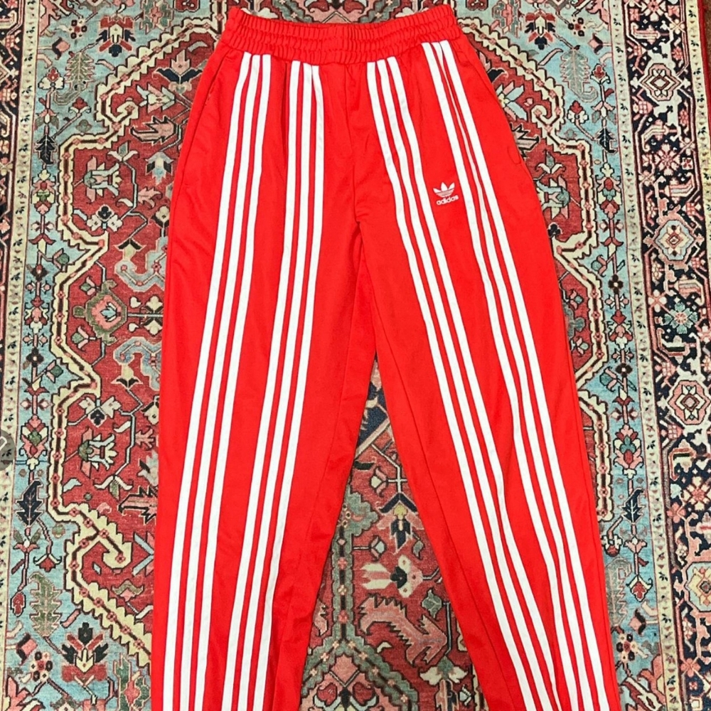 Adidas x Ji Won Choi red striped jogger track pants size XS fits S-M RARE Unisex